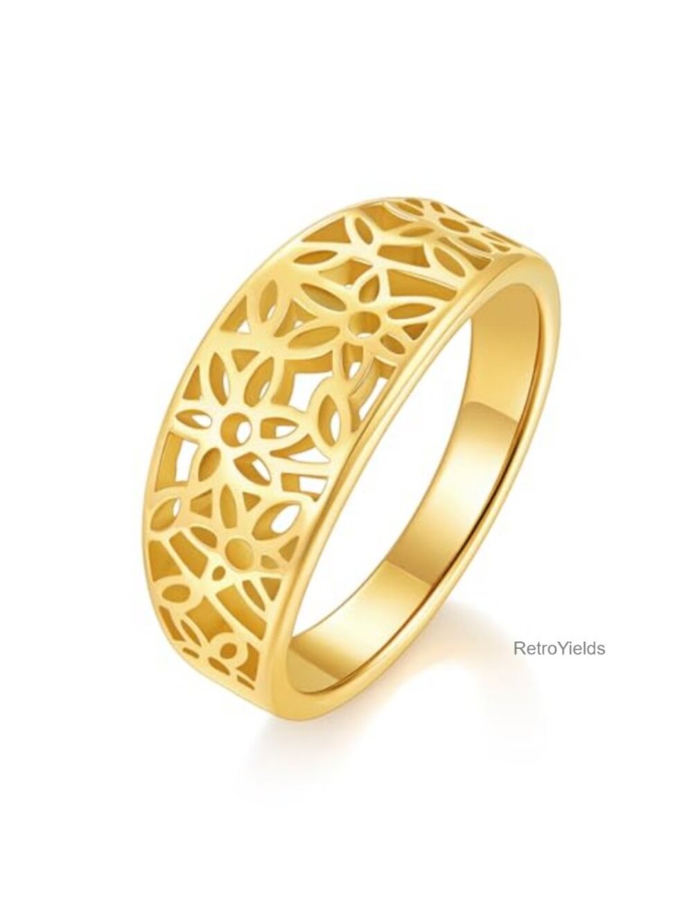 Leaf Filigree Statement Ring Waterproof Gold Plated Stackable